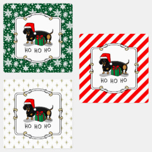 Etiquetas Papais noeis de Natal Dachshund (S pretos e bronze