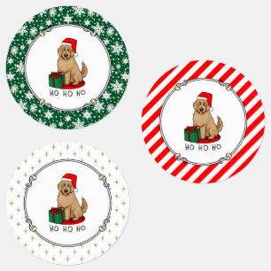 Etiquetas Papais noeis de Natal Goldendoododle (ouro vermelh