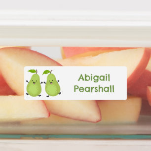 Etiquetas Par de peras fofas desenho personalizado de frutas