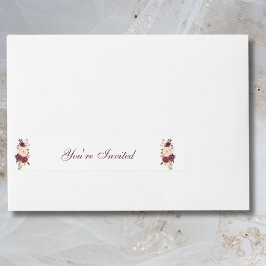 Etiquetas Para Envelope Casamento Elegante Blush Pink & Burgundy Rose Bouq