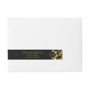 Etiquetas Para Envelope Damasco floral Dourado do monograma