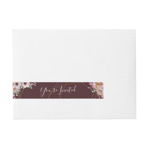 Etiquetas Para Envelope Elegantes Flores de Anêmona Marsala Bege Casamento