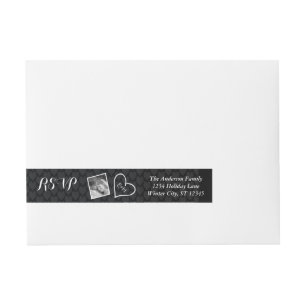 Etiquetas Para Envelope Foto de casamento RSVP Preto
