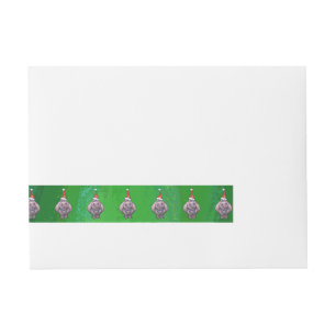 Etiquetas Para Envelope Hippo em Santa Hat Padrão em Verde