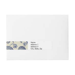 Etiquetas Para Envelope Impressão Flor Azul Antiquado Floral