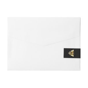 Etiquetas Para Envelope Logotipo Faux Gold Foil Polygonal da Abelha em Pre