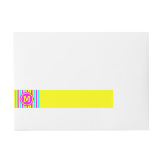 Etiquetas Para Envelope Monograma Amarelo de faixa multicolorida