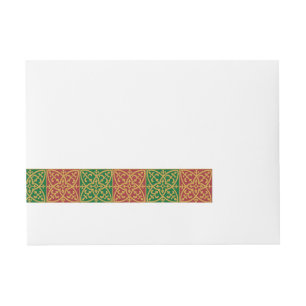 Etiquetas Para Envelope Padrão de Azulejo de Fleur Verde Vermelho de Lis