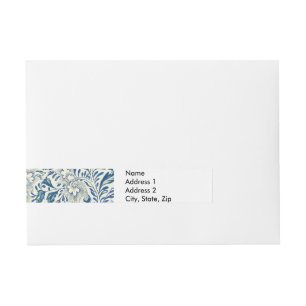 Etiquetas Para Envelope Padrão Floral Azul Design Asiático Antiquado