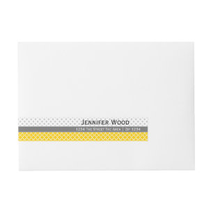 Etiquetas Para Envelope Quatrefoil amarelo e teste padrão de bolinhas