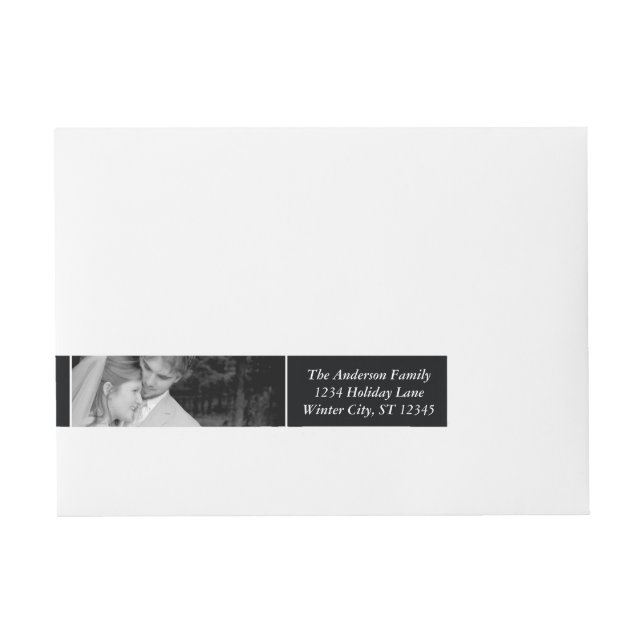 Etiquetas Para Envelope Seu RSVP de Casamento Preto com Foto (Frente)