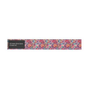 Etiquetas Para Envelope Teste padrão floral de néon cor-de-rosa de Paisl