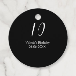Etiquetas Para Lembrancinhas 10th birthday white black name date calligraphy 