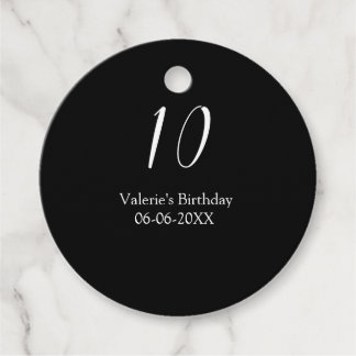 Etiquetas Para Lembrancinhas 10th birthday white black name date calligraphy 