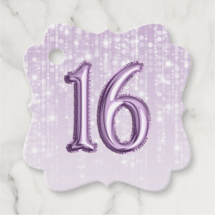 Etiquetas Para Lembrancinhas 16.º aniversário Balão de folha de papel roxo B