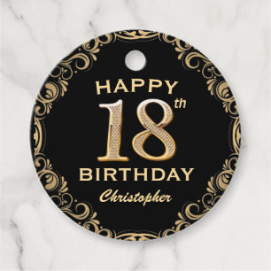 Etiquetas Para Lembrancinhas 18º Quadro de Festa de aniversário preto e brilhan