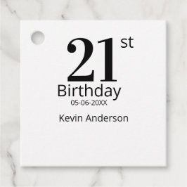 Etiquetas Para Lembrancinhas 21st birthday bold letter name date simple man boy