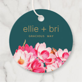 Etiquetas Para Lembrancinhas 2" Marcar Aquarela Magnolia Floral Teal Hang Tag