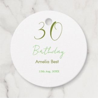 ETIQUETAS PARA LEMBRANCINHAS 30TH BIRTHDAY GREEN NAME DATE BOLD RETRO PASTEL SI