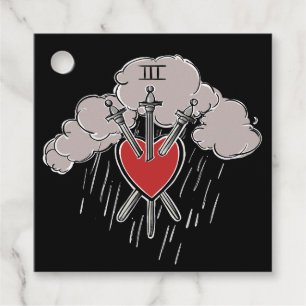 Etiquetas Para Lembrancinhas 3 de Swords Love Heart Tarot Ilustração Três