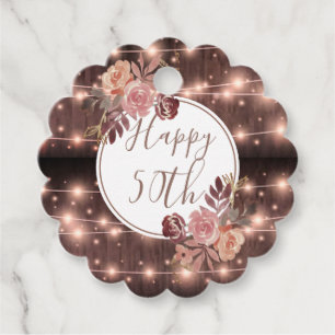 Etiquetas Para Lembrancinhas 50. º Aniversário A Brilhar Luzes De Cadeia Rús