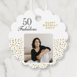 Etiquetas Para Lembrancinhas 50 and Fabulous Gold Glitter Photo 50th Birthday