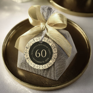 Etiquetas Para Lembrancinhas 60.º aniversário Flores Douradas Elegantes Elegant