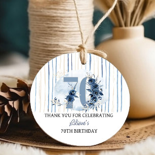 Etiquetas Para Lembrancinhas 70 Birthday Floral Number Coastal Blue Party