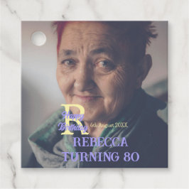 Etiquetas Para Lembrancinhas 80 de aniversário da foto adicione nome data roxo 