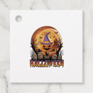 Etiquetas Para Lembrancinhas Abóbora de Halloween Bruxa Gato Preto Lua Cheia_1