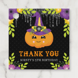 Etiquetas Para Lembrancinhas Abóbora de Halloween Floral de Aniversário Fofa