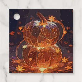 Etiquetas Para Lembrancinhas Abóbora Luminosa com Folhas de outono