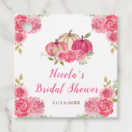 Etiquetas Para Lembrancinhas Abóbora Pumpkins Rosa Quente Floral Chá de Noiva