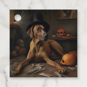 Etiquetas Para Lembrancinhas Abóboras Ridgeback da Rodésia Halloween Assustador