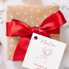 Etiquetas Para Lembrancinhas Abstrato-renas brancas vermelhas Natal moderno