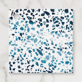 Etiquetas Para Lembrancinhas Abstrato Terrazzo Mosaico Marinho e padrão azul cl