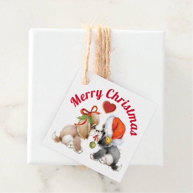 Etiquetas Para Lembrancinhas Adoráveis Tags de Presente de Natal de Cachorrinho (In Situ)