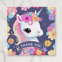 Etiquetas Para Lembrancinhas Adorável White Baby Unicorn com Flores