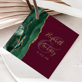 Etiquetas Para Lembrancinhas Ágata Esmeralda Verde Dourado Script Casamento Bur