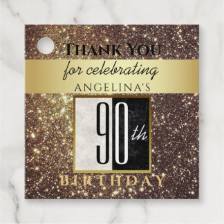 Etiquetas Para Lembrancinhas Agradecimento de Aniversário de 90 anos com Brilho