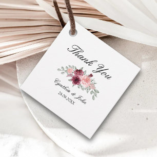 Etiquetas Para Lembrancinhas Agradecimento de Casamento com Aquarela Burgundy F