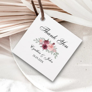Etiquetas Para Lembrancinhas Agradecimento de Casamento com Aquarela Burgundy F