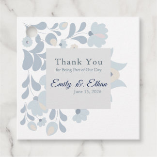 Etiquetas Para Lembrancinhas Agradecimento de Casamento Floral Azul Desbotado
