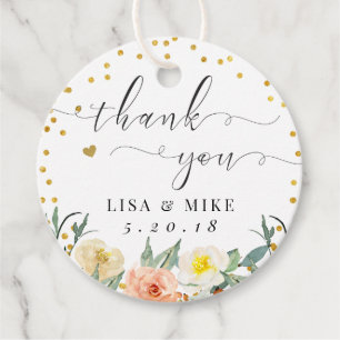 Etiquetas Para Lembrancinhas Agradecimento de Casamento Floral em Aquarela