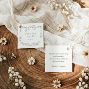Etiquetas Para Lembrancinhas Agradecimento de Casamento Floral Francês em Verde