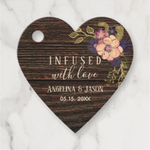 Agradecimento de Casamento Floral Rústico em Madei