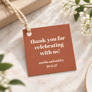 Etiquetas Para Lembrancinhas Agradecimento de casamento personalizado Bold Rust