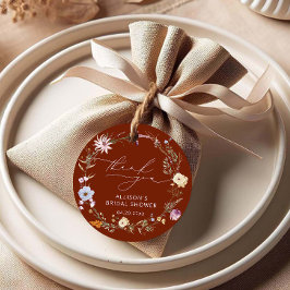 Etiquetas Para Lembrancinhas Agradecimento de Chuveiro de Noiva Floral Terracot