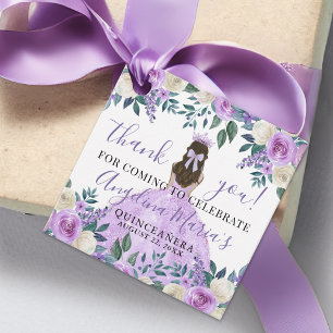 Etiquetas Para Lembrancinhas Agradecimento de Quinceanera Floral Roxo