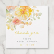 Agradecimento Floral Amarelo Manteiga para Chá de 